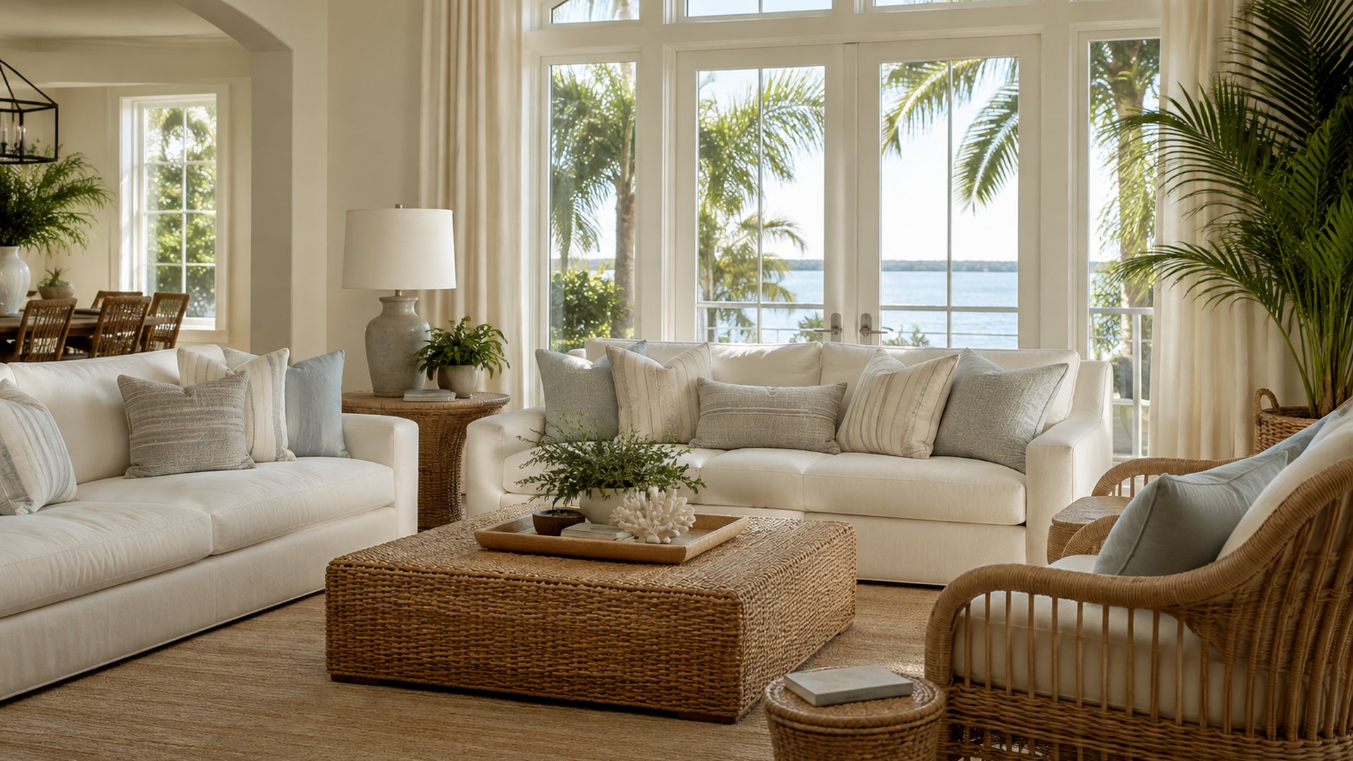 A coastal Florida sitting room, illustrative